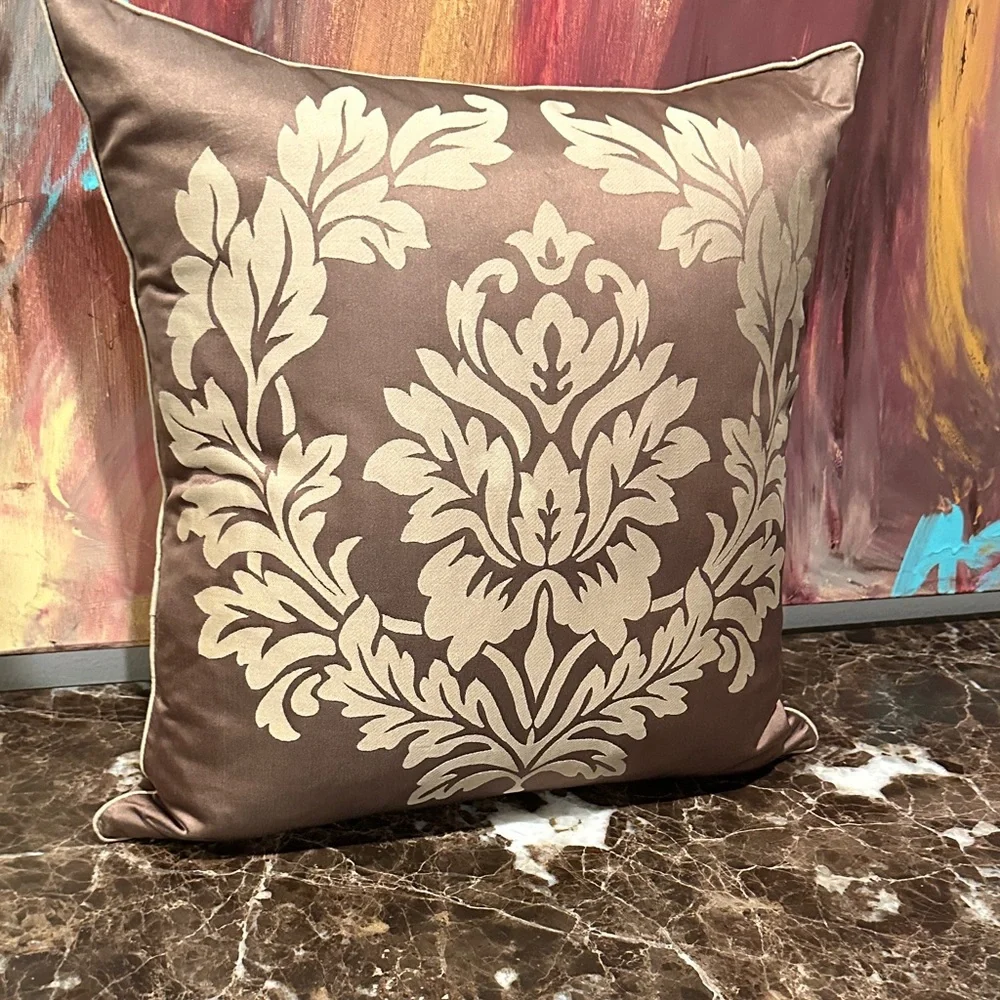 Restoration Hardware Brown and Cream Accent Down Pillow